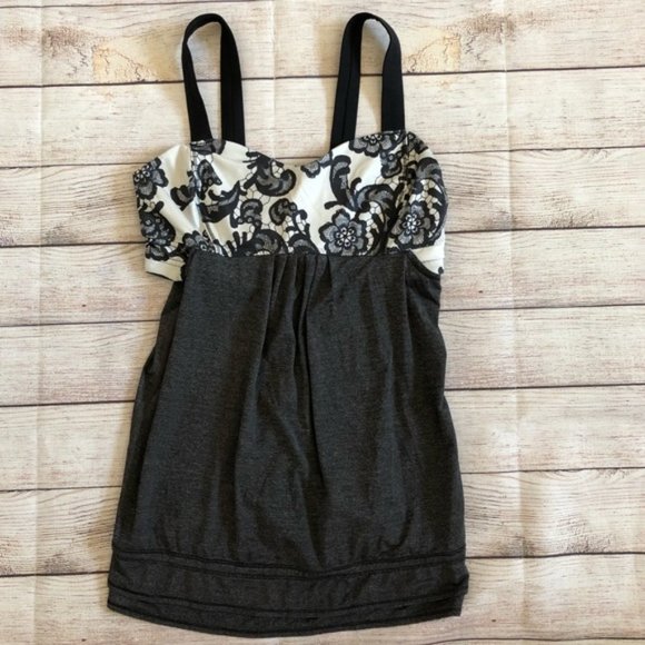 LULULEMON Black, Grey & White Tank, Size 8